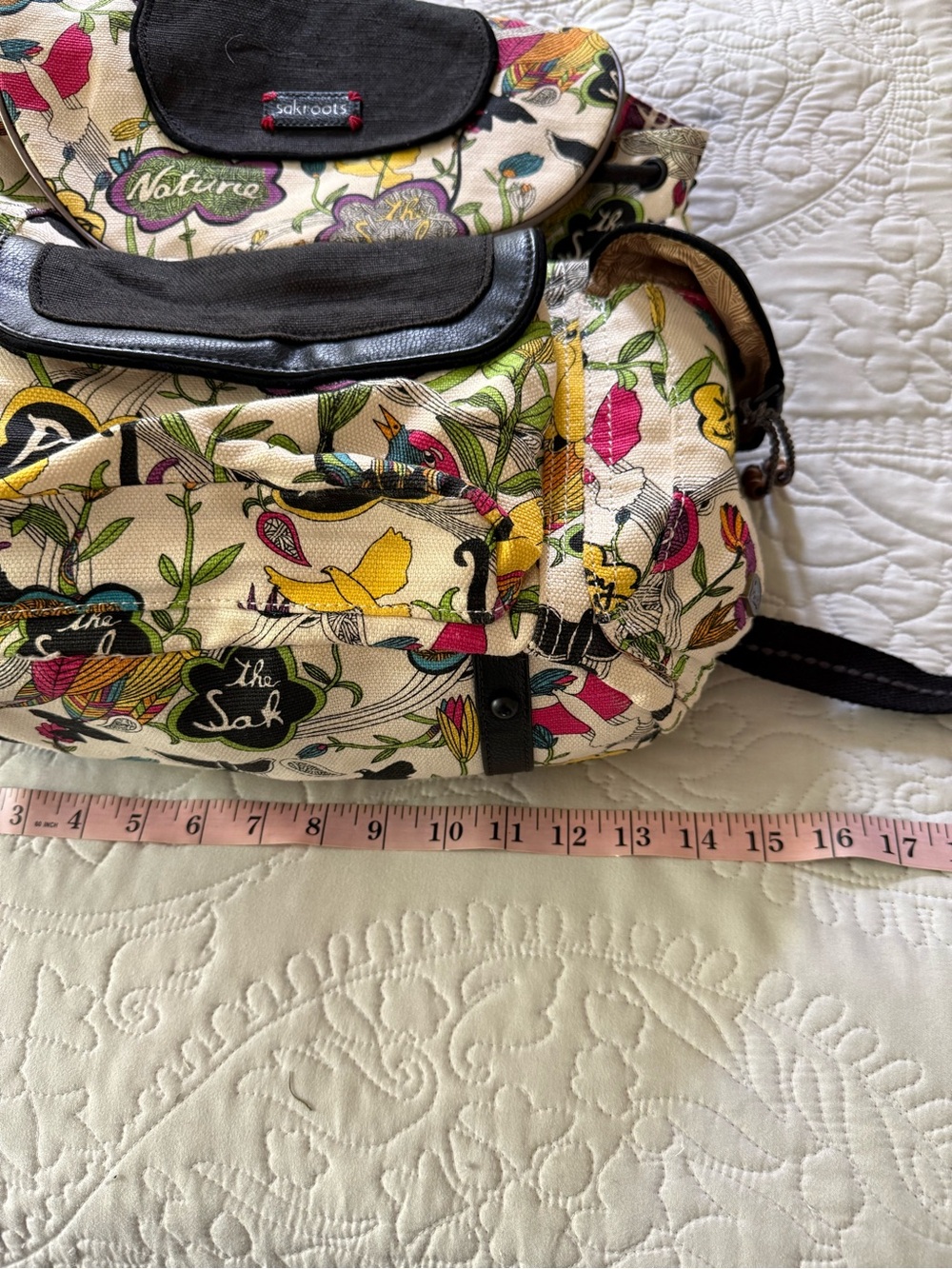 Sakroots Peace Print Canvas Backpack Large - Picture 7 of 9
